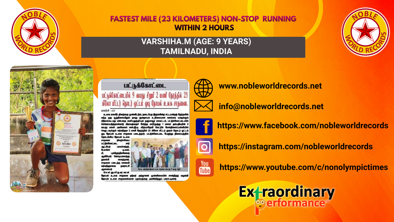 FASTEST MILE (23 KILOMETERS) NON-STOP RUNNING WITHIN 2 HOURS – NON ...