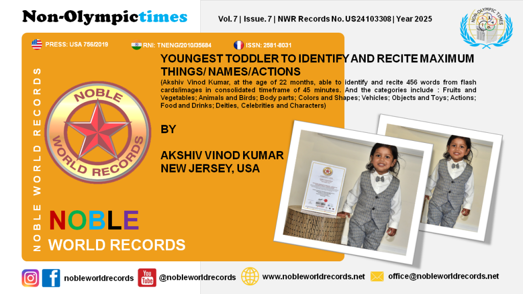 YOUNGEST TODDLER TO IDENTIFY AND RECITE MAXIMUM THINGS/ NAMES/ACTIONS