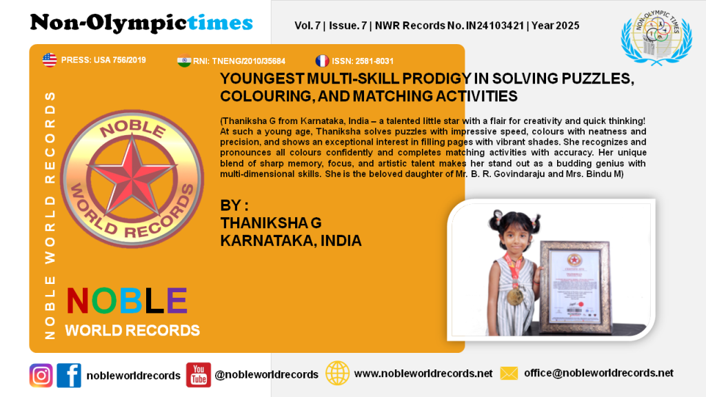 YOUNGEST MULTI-SKILL PRODIGY IN SOLVING PUZZLES, COLOURING, AND MATCHING ACTIVITIES