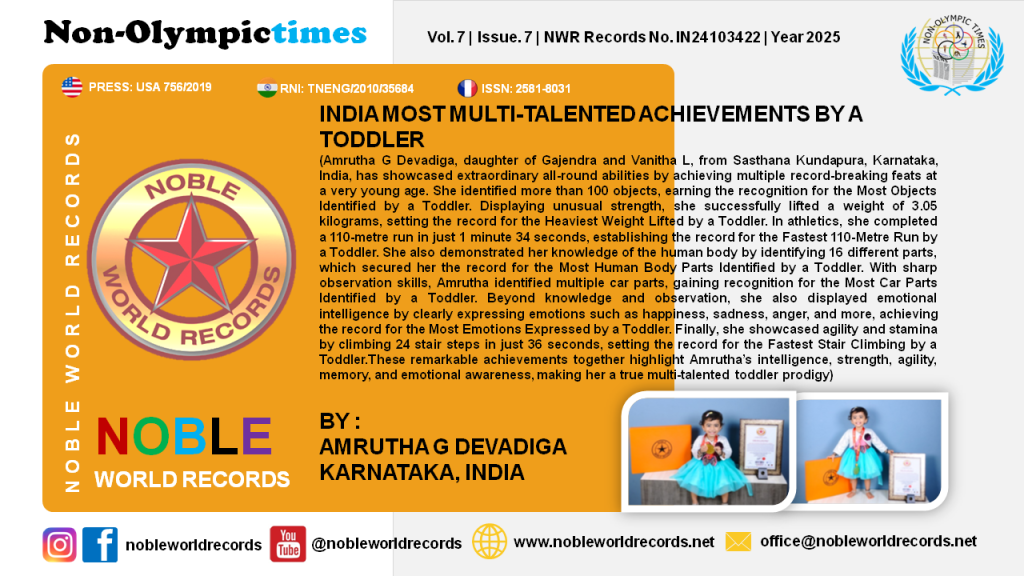 INDIA MOST MULTI-TALENTED ACHIEVEMENTS BY A TODDLER