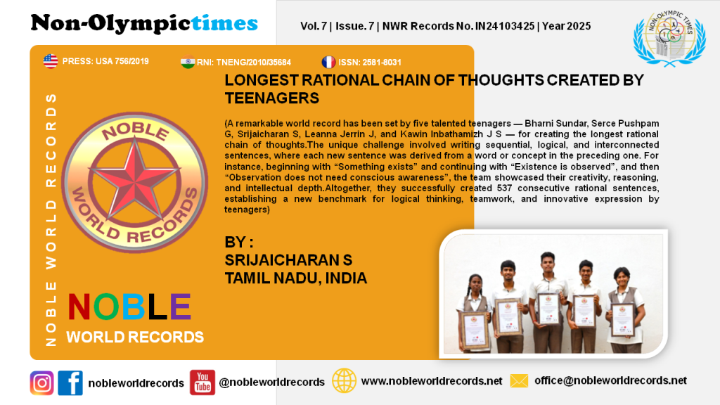 LONGEST RATIONAL CHAIN OF THOUGHTS CREATED BY TEENAGERS