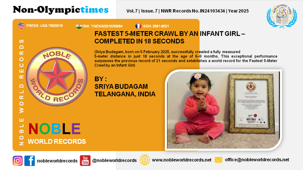FASTEST 5-METER CRAWL BY AN INFANT GIRL – COMPLETED IN 18 SECONDS