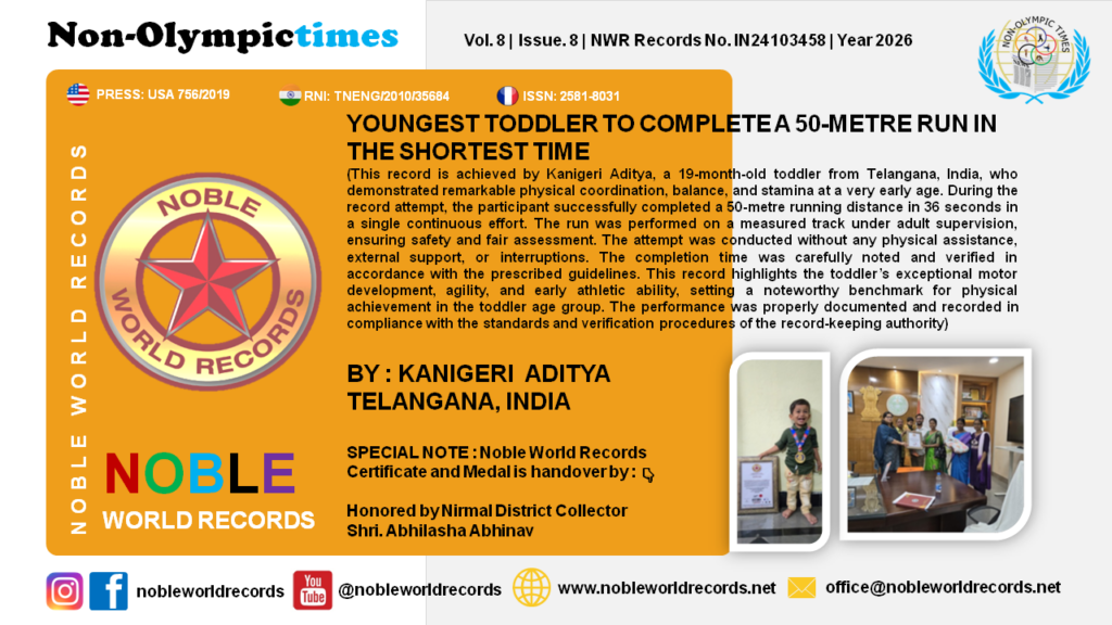 YOUNGEST TODDLER TO COMPLETE A 50-METRE RUN IN THE SHORTEST TIME