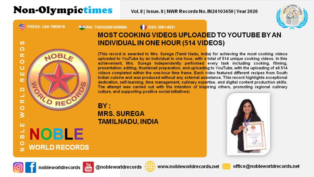 MOST COOKING VIDEOS UPLOADED TO YOUTUBE BY AN INDIVIDUAL IN ONE HOUR (514 VIDEOS)