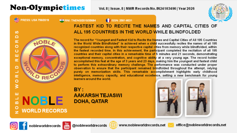 FASTEST KID TO RECITE THE NAMES AND CAPITAL CITIES OF ALL 195 COUNTRIES IN THE WORLD WHILE BLINDFOLDED