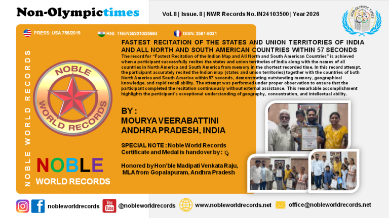 FASTEST RECITATION OF THE STATES AND UNION TERRITORIES OF INDIA AND ALL NORTH AND SOUTH AMERICAN COUNTRIES WITHIN 57 SECONDS