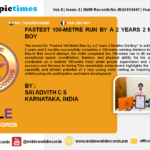FASTEST 100-METRE RUN BY A 2 YEARS 2 MONTHS OLD BOY
