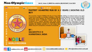 FASTEST 100-METRE RUN BY A 2 YEARS 2 MONTHS OLD BOY
