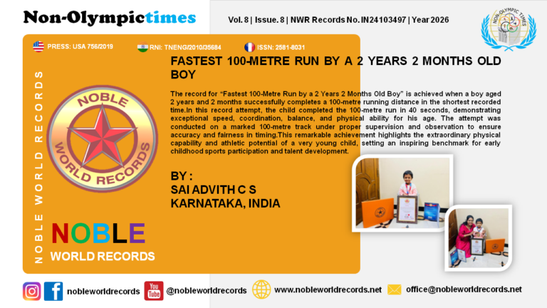 FASTEST 100-METRE RUN BY A 2 YEARS 2 MONTHS OLD BOY