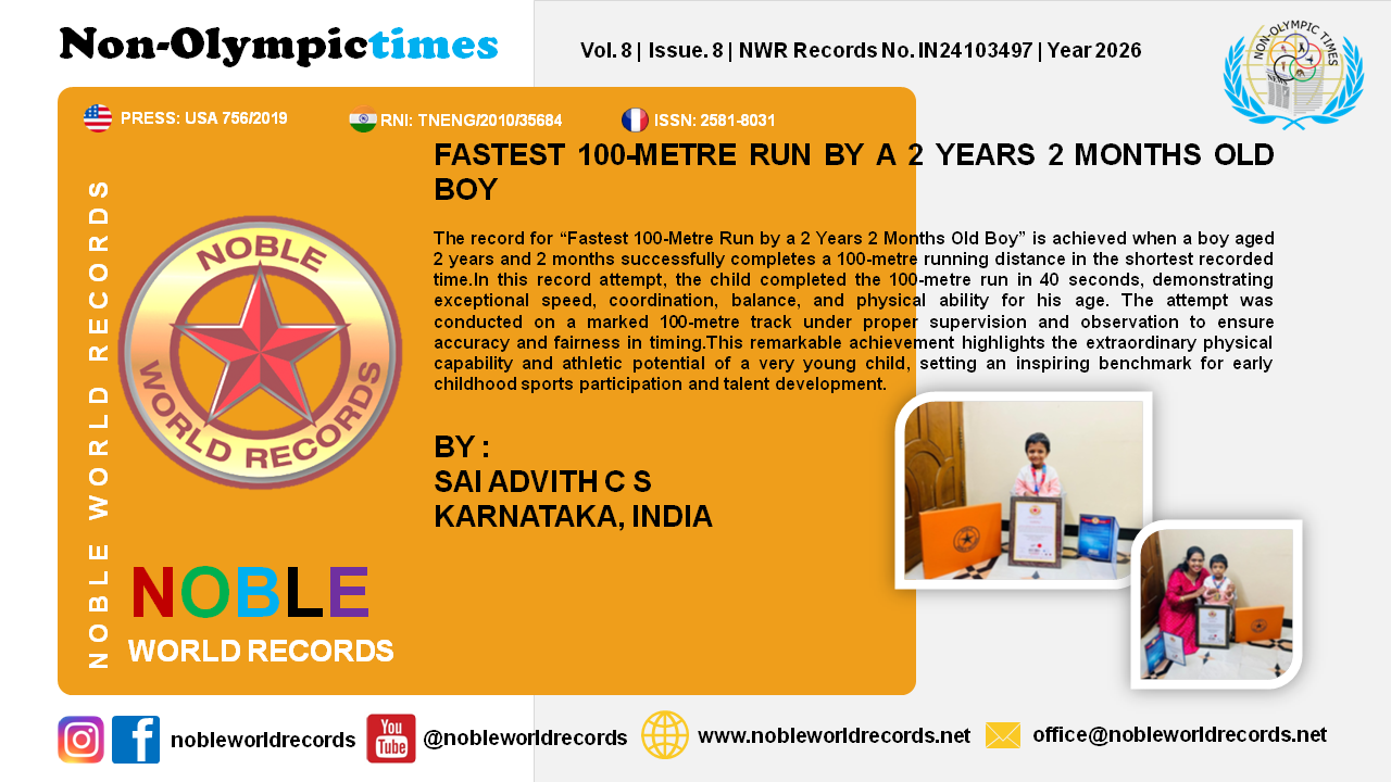 FASTEST 100-METRE RUN BY A 2 YEARS 2 MONTHS OLD BOY
