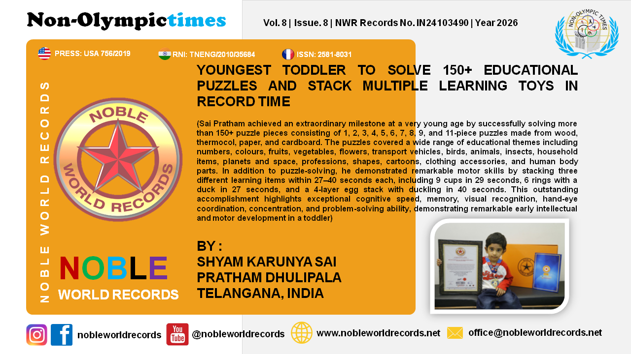 YOUNGEST TODDLER TO SOLVE 150+ EDUCATIONAL PUZZLES AND STACK MULTIPLE LEARNING TOYS IN RECORD TIME