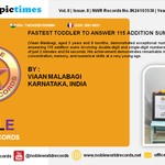 FASTEST TODDLER TO ANSWER 115 ADDITION SUMS