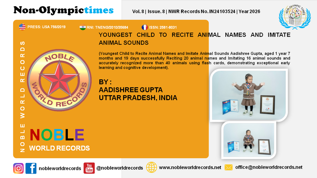 YOUNGEST CHILD TO RECITE ANIMAL NAMES AND IMITATE ANIMAL SOUNDS